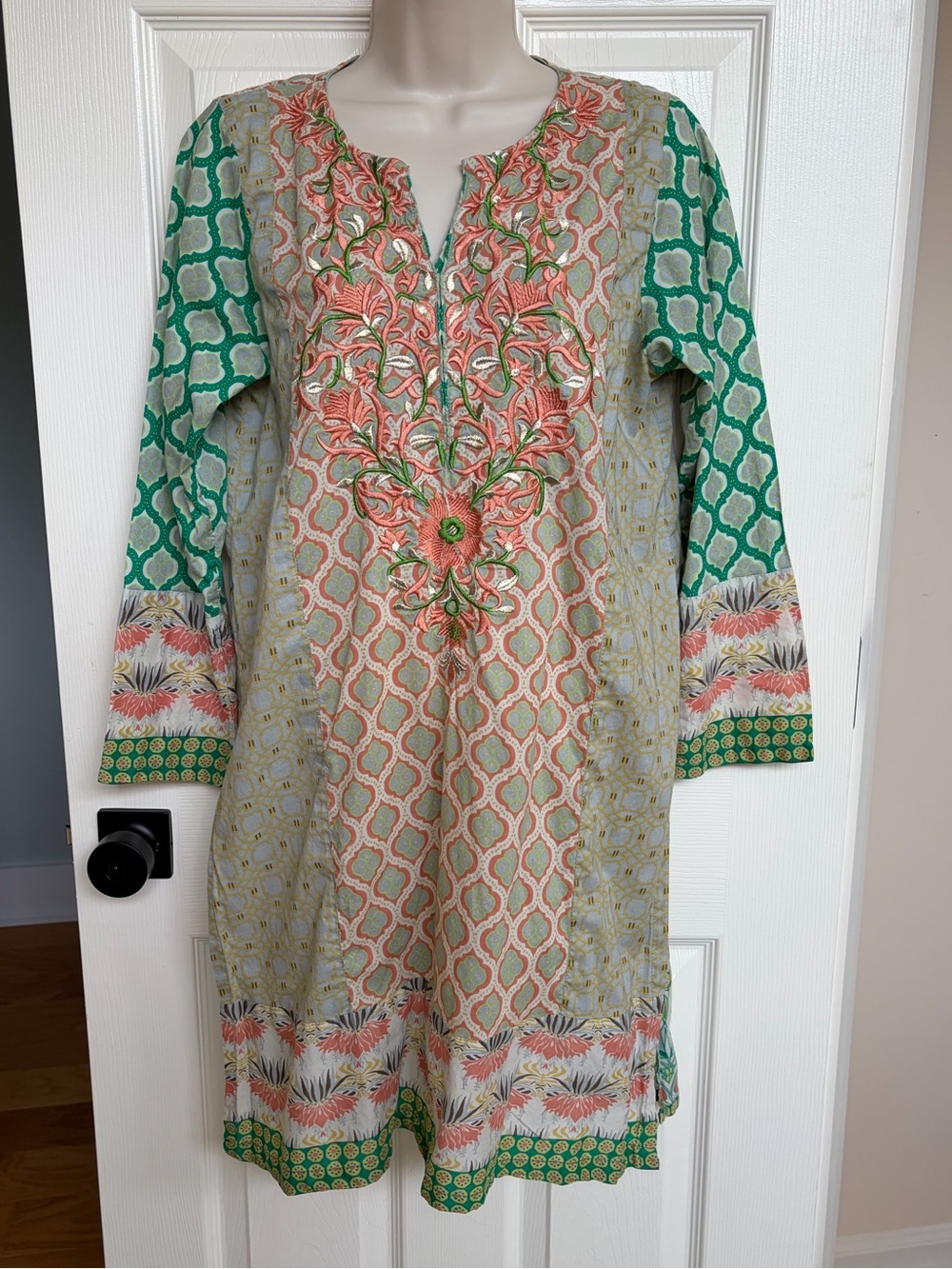 Beechtree Tunic Embroidered Kurta Pret Cotton Dress Cover Up Medium Lightweight